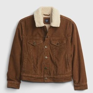GAP Boy's Brown Corduroy Sherpa Trucker Jacket Boy's Kid's Sz L Large Jackets